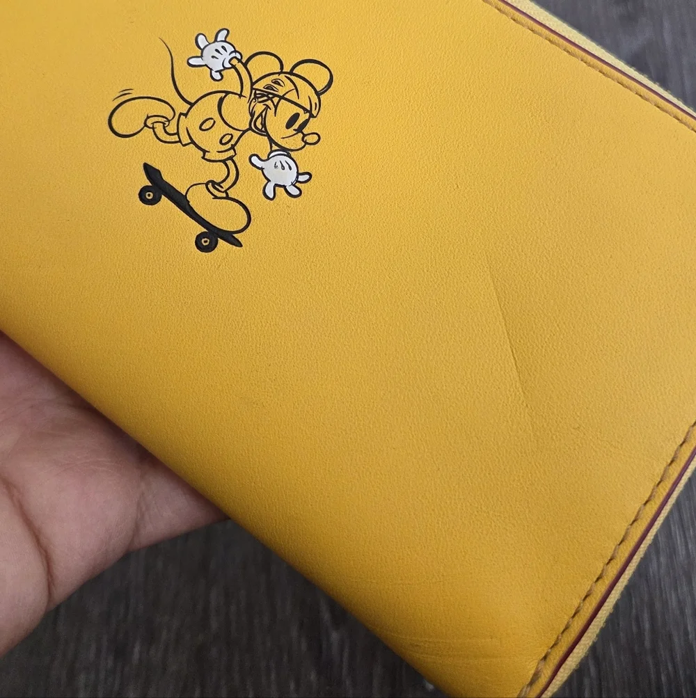 Coach Yellow Zip Wallet with Skateboarding Character - Picture 6 of 11